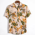 Men's Summer Plus Size Short Sleeve Viscose Cotton Shirt Tuxedo Printed Floral Stylish Shirts Men