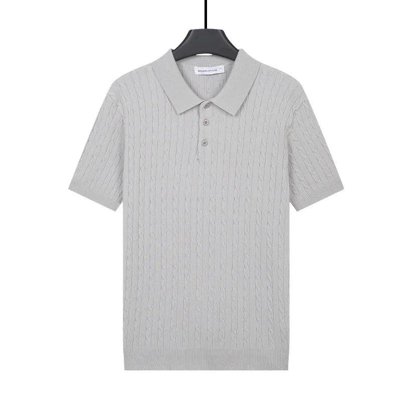 Premium Men's Ice Silk Knitted Polo Shirt - 250g Heavyweight Summer Breathable Business Casual T-Shirt - Custom Logo Support
