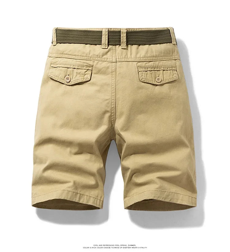 New Summer Men 100% Cotton Thin Casual Shorts Jogger Sportswear Shorts Pants Quality Male Straight Knee Length Tooling Shorts 38