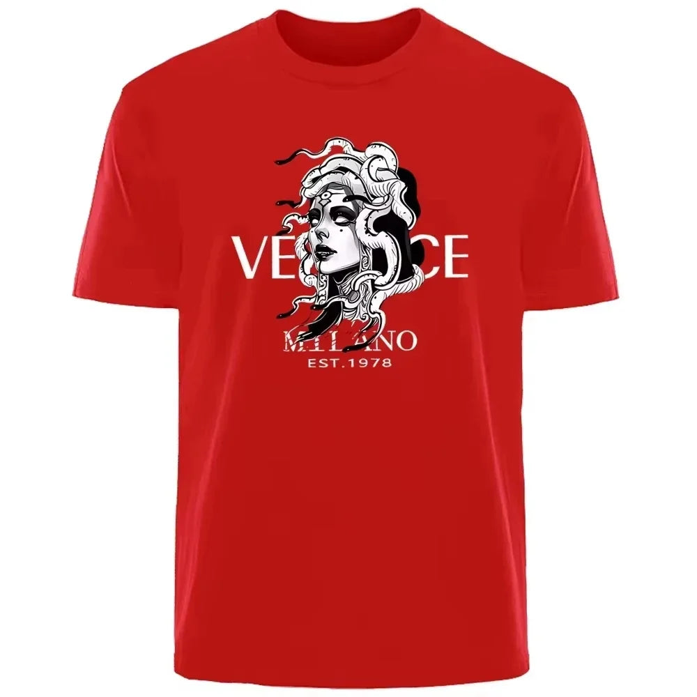 New Italian Popular Luxury Brand Summer Medusa Headshot Printing Daily Commuting Sports Men And Women The Same T-shirt