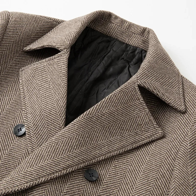 New Winter Men Double Breasted Business Casual Woolen Coats Cashmere Warm Trench Coats Long Jackets High Quality Male Overcoats