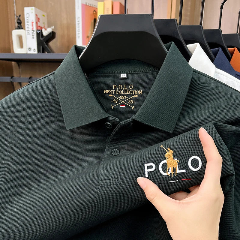 Summer Cotton Short Sleeved T-shirt for Men, 2026 New High-end Brand, Business Casual Pony Embroidery Polo Shirt