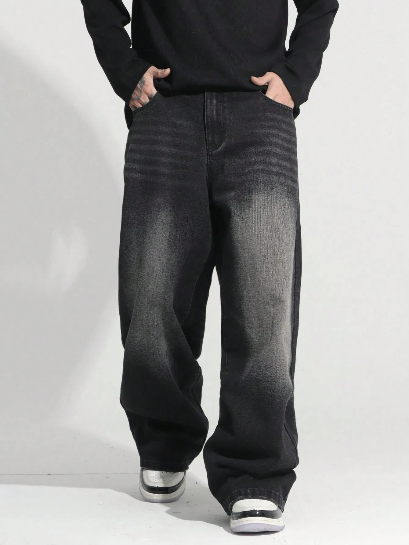 Y2K Baggy Jeans for Man Light Retro Dating Outfit. No accessories or belts included.