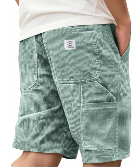 2025 Summer new solid-color lace-up sport pants, corduroy fashion shorts, men's casual sport shorts with label letters for men