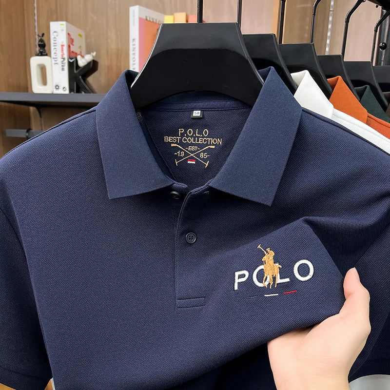 Summer Cotton Short Sleeved T-shirt for Men, 2026 New High-end Brand, Business Casual Pony Embroidery Polo Shirt