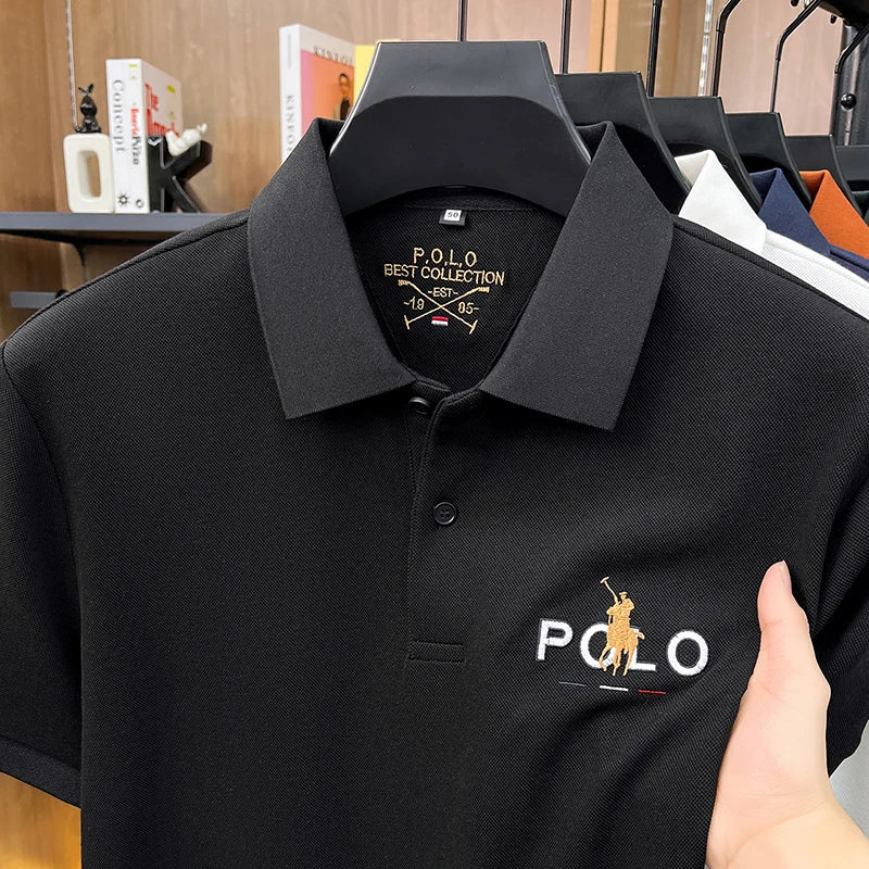 Summer Cotton Short Sleeved T-shirt for Men, 2026 New High-end Brand, Business Casual Pony Embroidery Polo Shirt