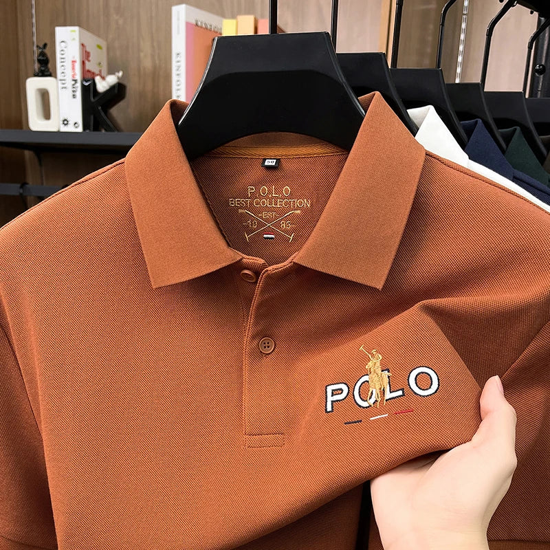 Summer Cotton Short Sleeved T-shirt for Men, 2026 New High-end Brand, Business Casual Pony Embroidery Polo Shirt