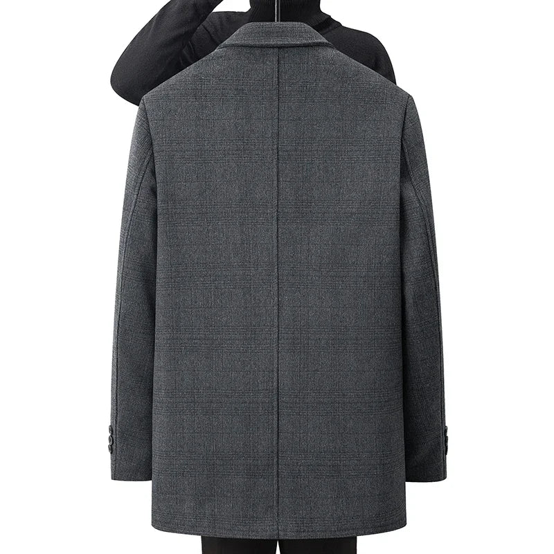 2024 Autumn and Winter Wool Coat Men's business Casual Trench Coat Men Woolen Coats Winter Coat with a down inner liner Men