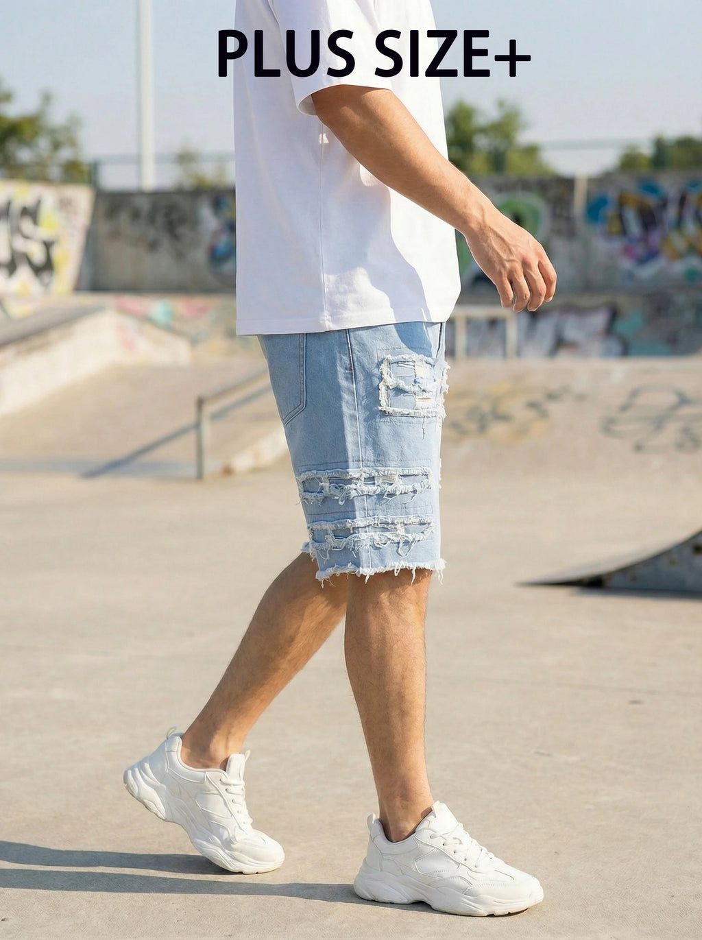 Plus Size Denim Shorts Men's Jeans 2Xl-6Xl Summer Casual Pants Business Straight Trousers Stretch Fashion Jorts Knee-Length
