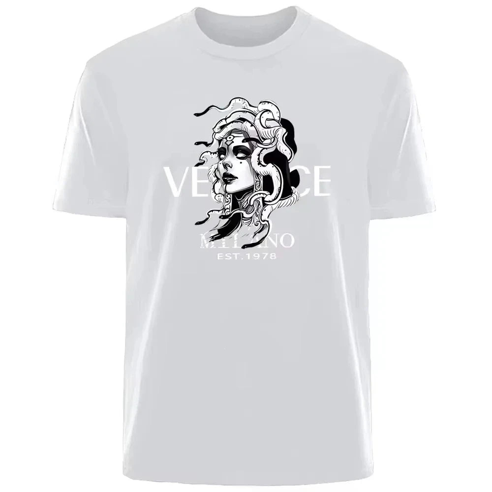 New Italian Popular Luxury Brand Summer Medusa Headshot Printing Daily Commuting Sports Men And Women The Same T-shirt