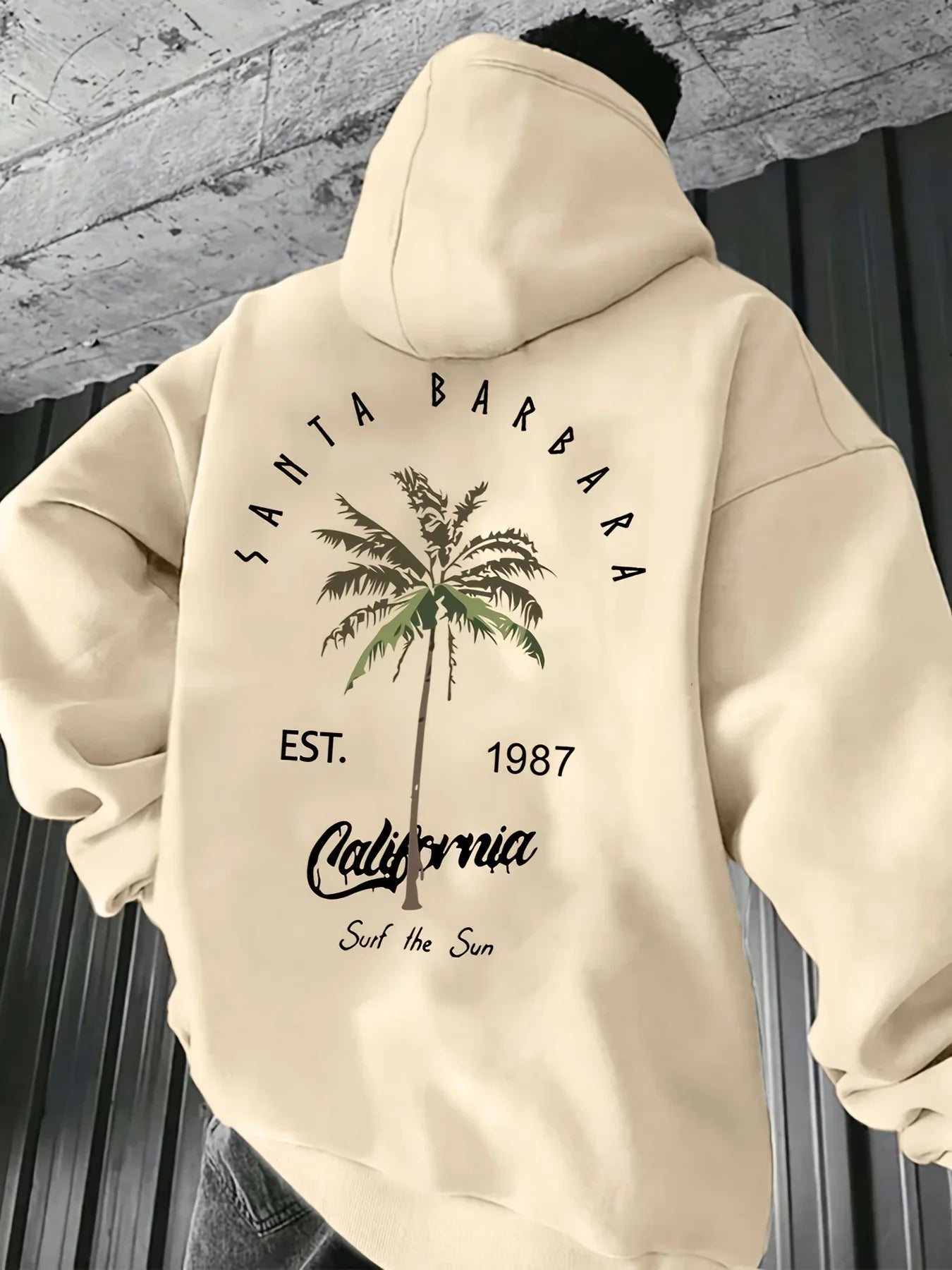 Tropical Palm Tree Print Fashion Men Women Long-sleeve Hooded Sweatshirt Autumn Winter Daily Casual Loose Street Warm Sportswear