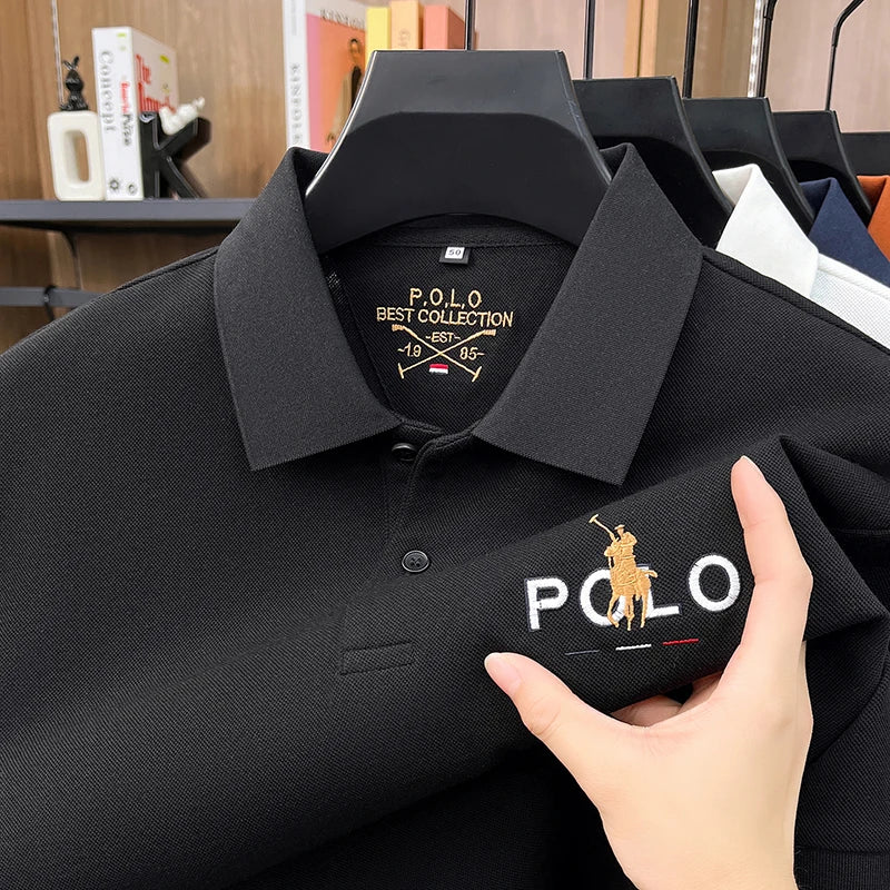 Summer Cotton Short Sleeved T-shirt for Men, 2026 New High-end Brand, Business Casual Pony Embroidery Polo Shirt