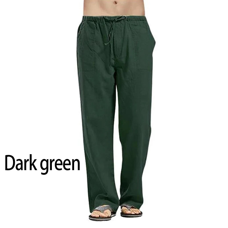 Fashion Mens Linen Wide Pants Korean Trousers Oversize Sports Streetwear Male Spring Yoga Pants Casual Men Clothing Sweatpants