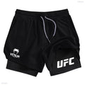 Summer bottom wear running shorts, men's fitness gym training 2-in-1 sports shorts, quick-drying exercise jogging double-layer s