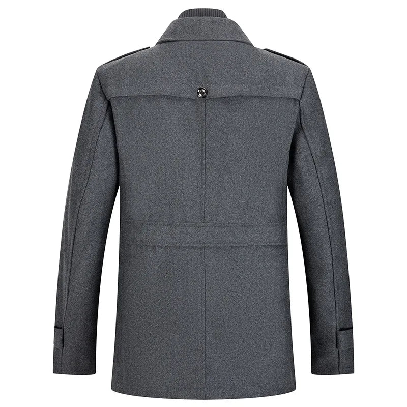 2026 Autumn/Winter Woolen Coat for Men - Fashionable Mid-Aged Double-Necked Wool Coat for Men European Size