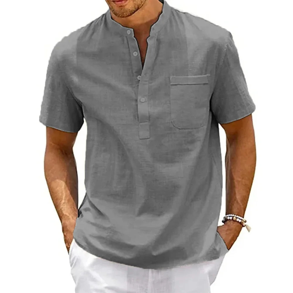 Men's Linen Henley Beach Shirt