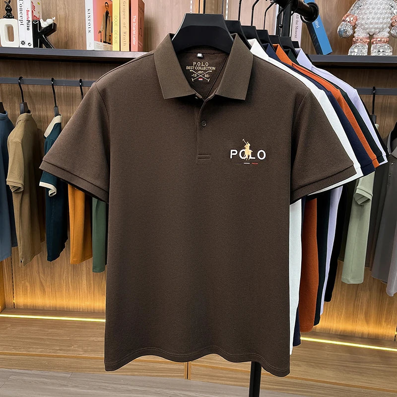Summer Cotton Short Sleeved T-shirt for Men, 2026 New High-end Brand, Business Casual Pony Embroidery Polo Shirt