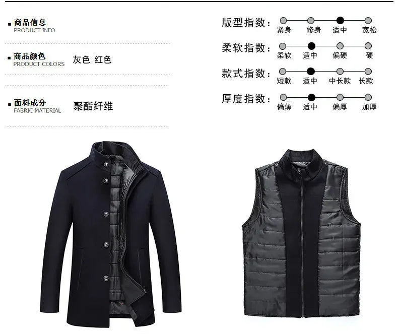 2024 Winter New Style High Quality Wool Trench Coat Men Clothes Wool Jackets Fashion Warm Coat Plus-size M-XXXL ZL424