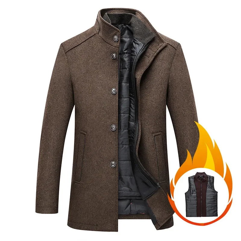 2024 Winter New Style High Quality Wool Trench Coat Men Clothes Wool Jackets Fashion Warm Coat Plus-size M-XXXL ZL424