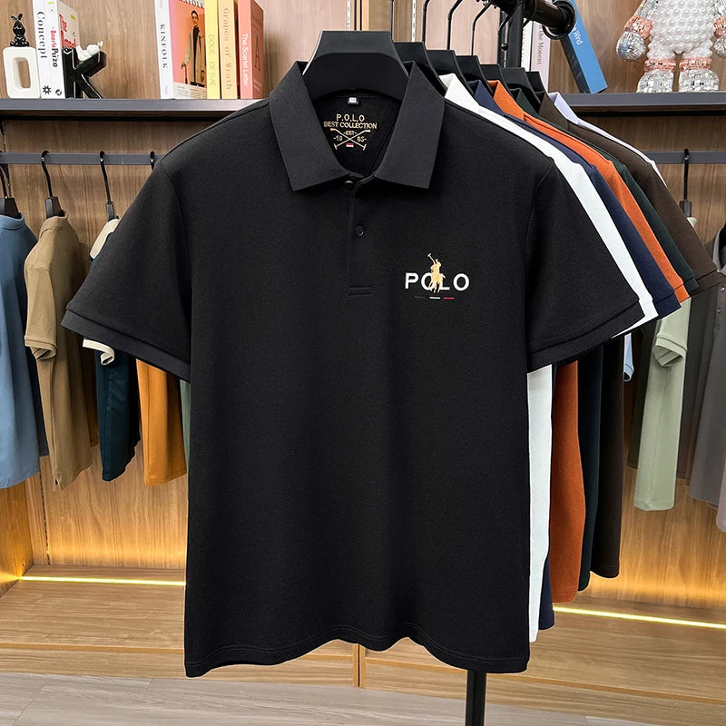 Summer Cotton Short Sleeved T-shirt for Men, 2026 New High-end Brand, Business Casual Pony Embroidery Polo Shirt
