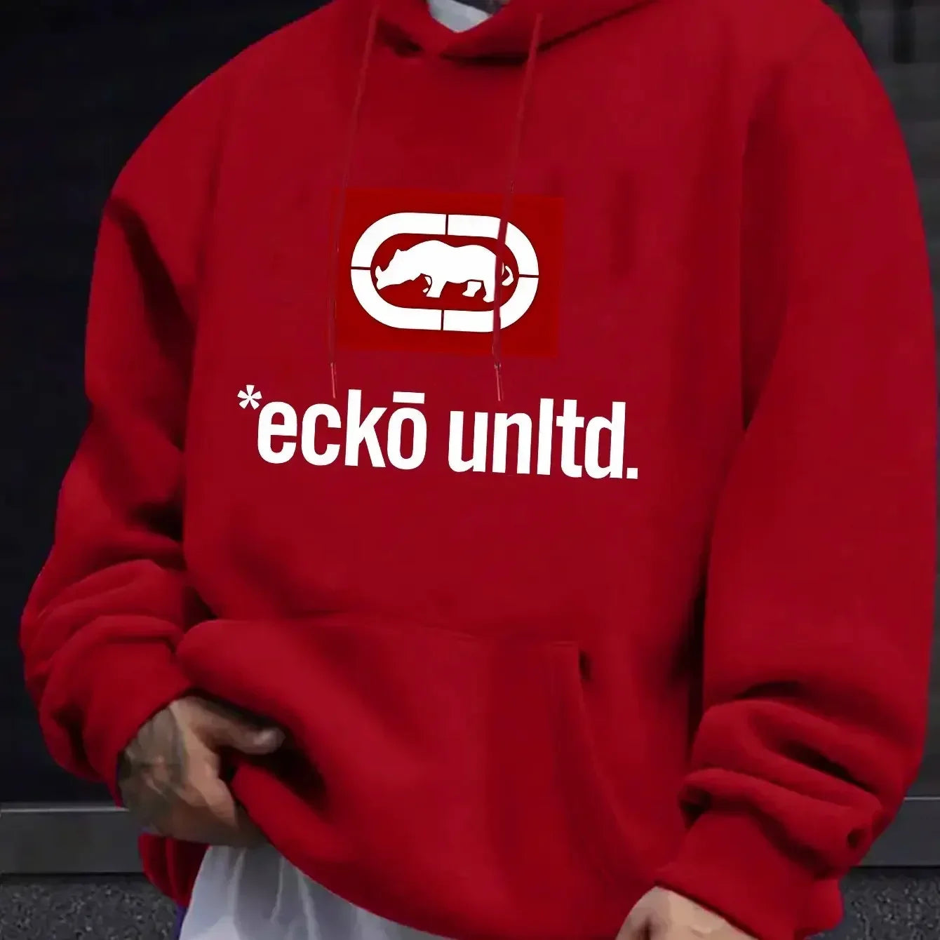 Men's Hoodie with Graphic "Ecko Unlimited" - Casual Sweater Long Sleeves Regular Fit Autumn/Winter Casual Hoodie