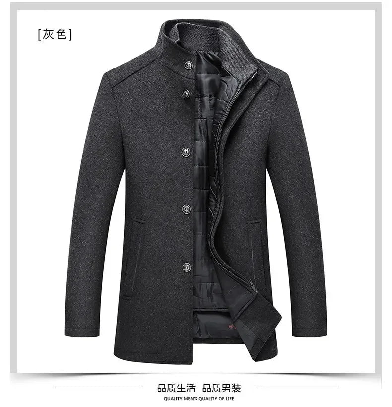 2024 Winter New Style High Quality Wool Trench Coat Men Clothes Wool Jackets Fashion Warm Coat Plus-size M-XXXL ZL424