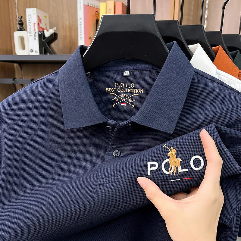 Summer Cotton Short Sleeved T-shirt for Men, 2026 New High-end Brand, Business Casual Pony Embroidery Polo Shirt