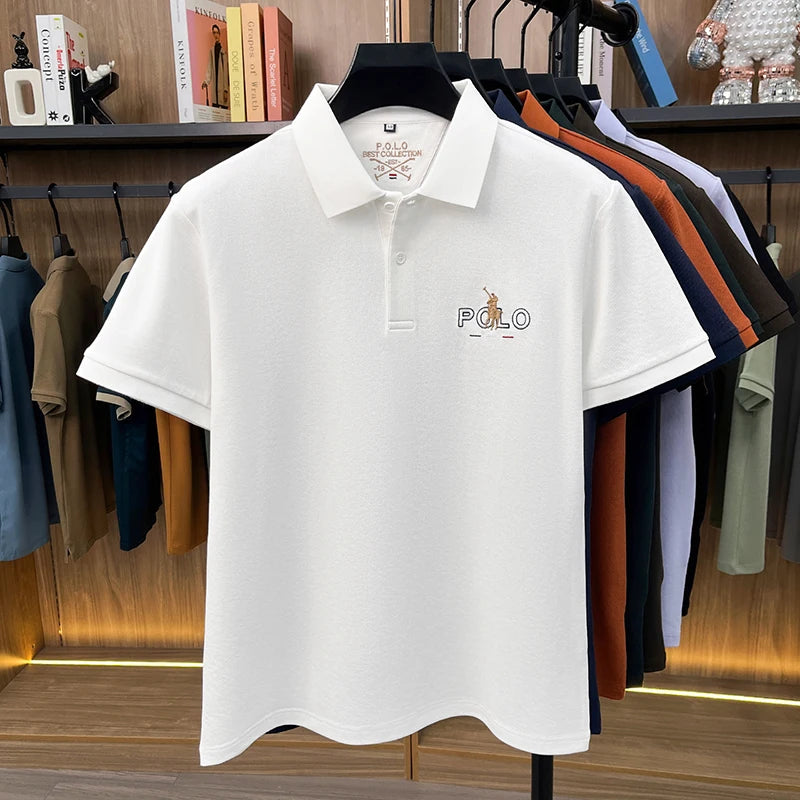 Summer Cotton Short Sleeved T-shirt for Men, 2026 New High-end Brand, Business Casual Pony Embroidery Polo Shirt