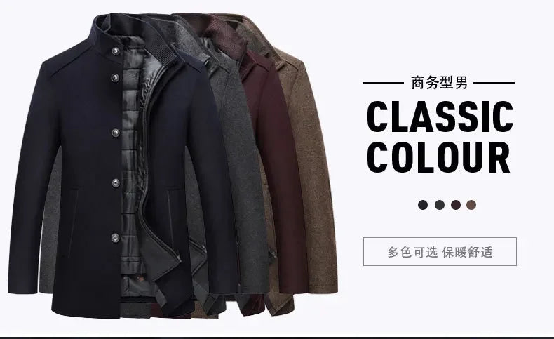 2024 Winter New Style High Quality Wool Trench Coat Men Clothes Wool Jackets Fashion Warm Coat Plus-size M-XXXL ZL424