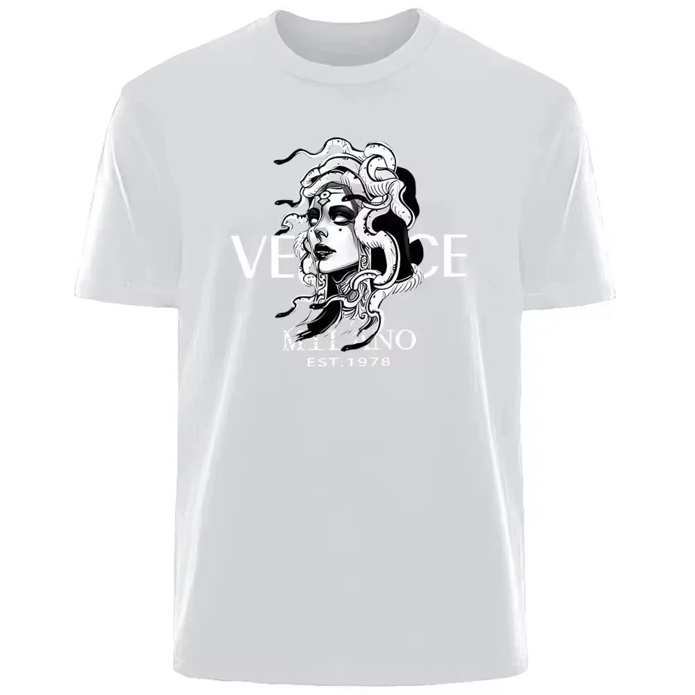 New Italian Popular Luxury Brand Summer Medusa Headshot Printing Daily Commuting Sports Men And Women The Same T-shirt