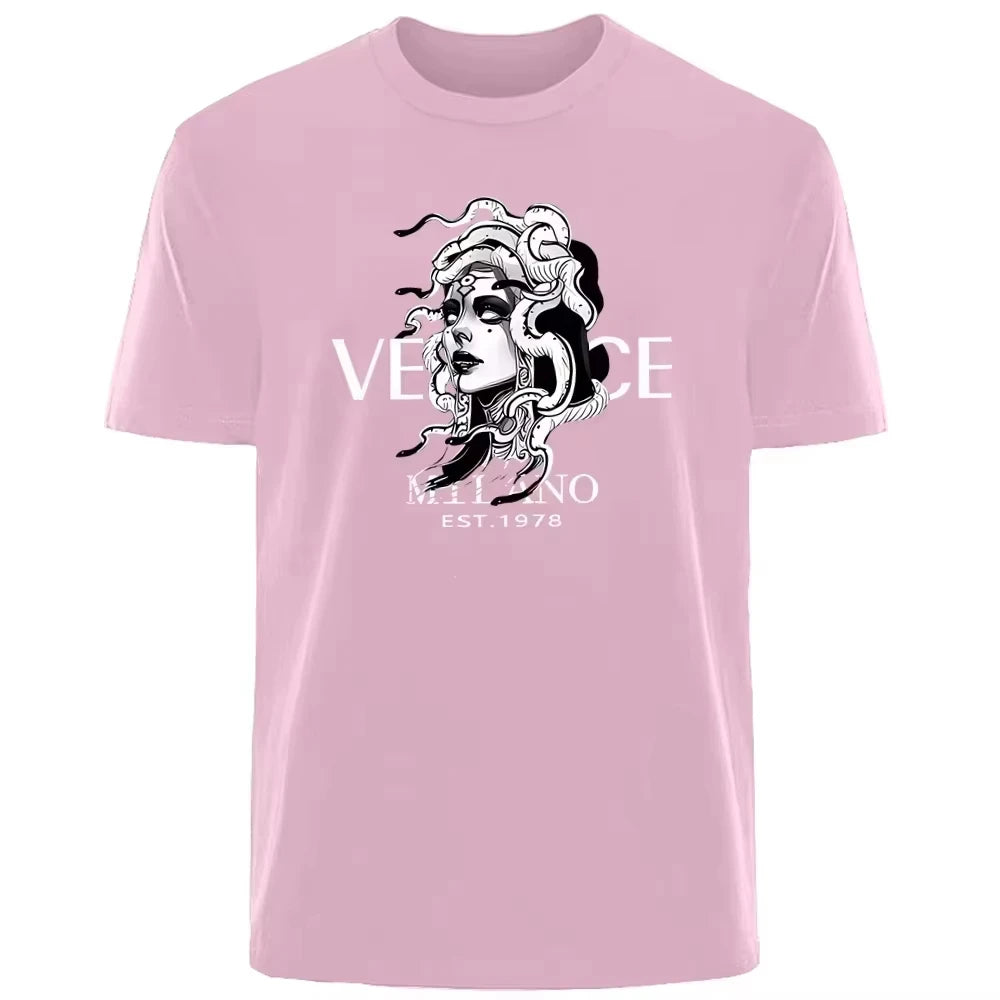 New Italian Popular Luxury Brand Summer Medusa Headshot Printing Daily Commuting Sports Men And Women The Same T-shirt