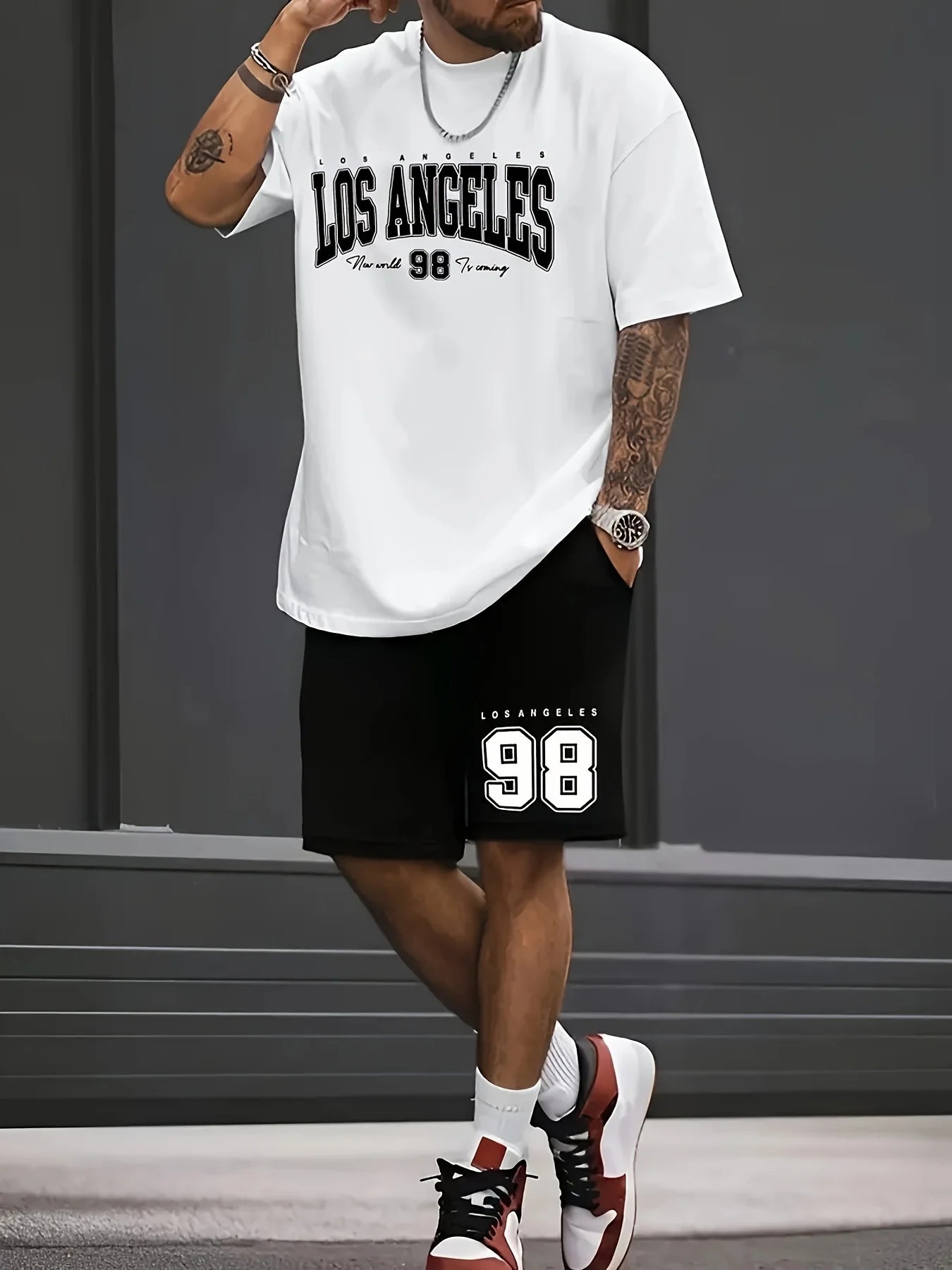 Men's Printed T-Shirt & Shorts Set