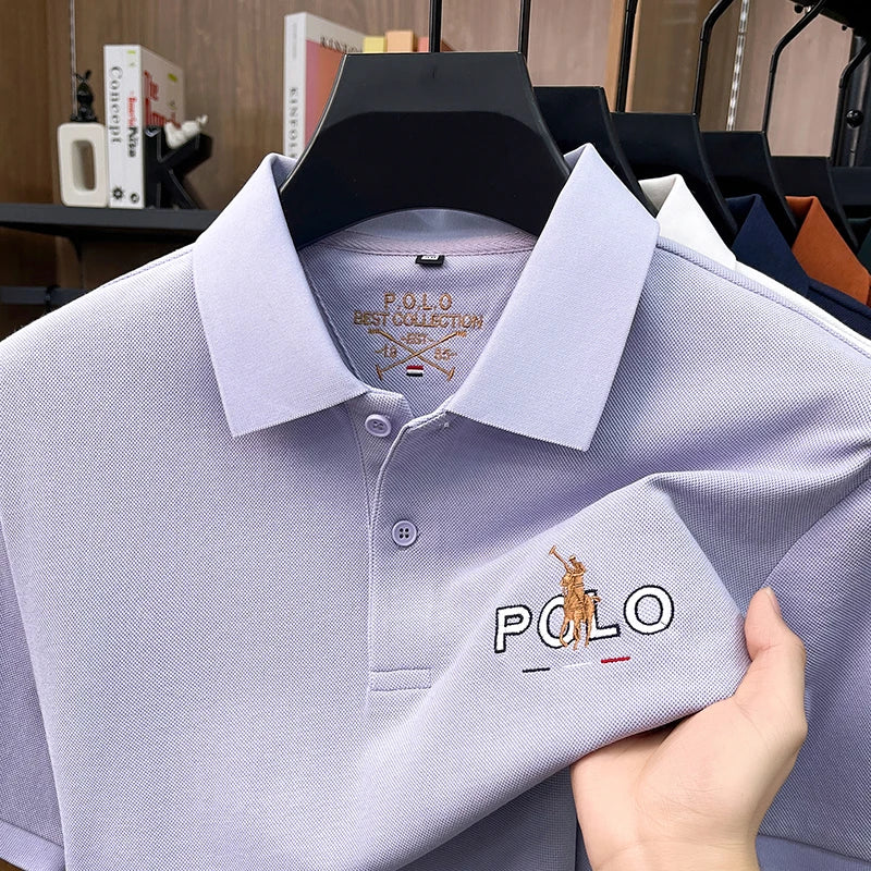 Summer Cotton Short Sleeved T-shirt for Men, 2026 New High-end Brand, Business Casual Pony Embroidery Polo Shirt