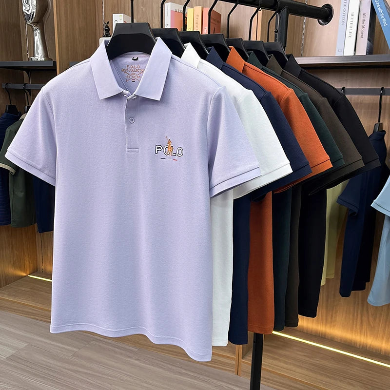 Summer Cotton Short Sleeved T-shirt for Men, 2026 New High-end Brand, Business Casual Pony Embroidery Polo Shirt