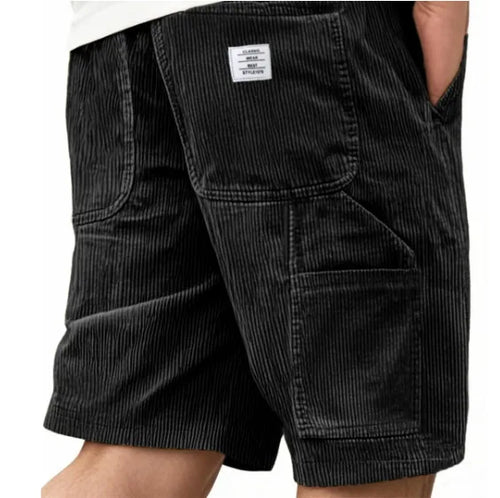 2025 Summer new solid-color lace-up sport pants, corduroy fashion shorts, men's casual sport shorts with label letters for men