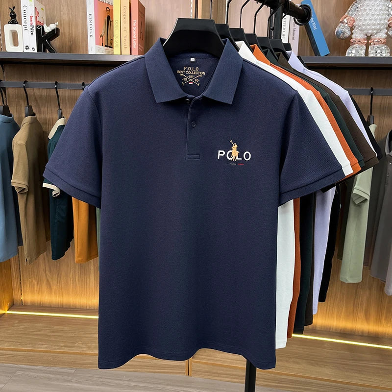 Summer Cotton Short Sleeved T-shirt for Men, 2026 New High-end Brand, Business Casual Pony Embroidery Polo Shirt