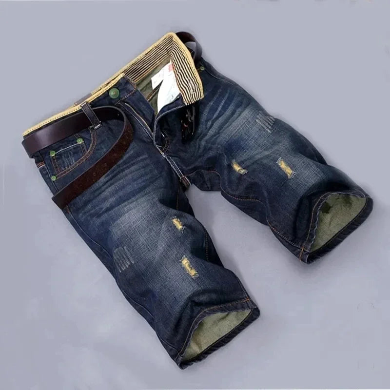 Men's Jeans Ripped Shorts 2026 Summer New Fashion Casual Vintage Slim Fit Denim Shorts Male Brand Clothes