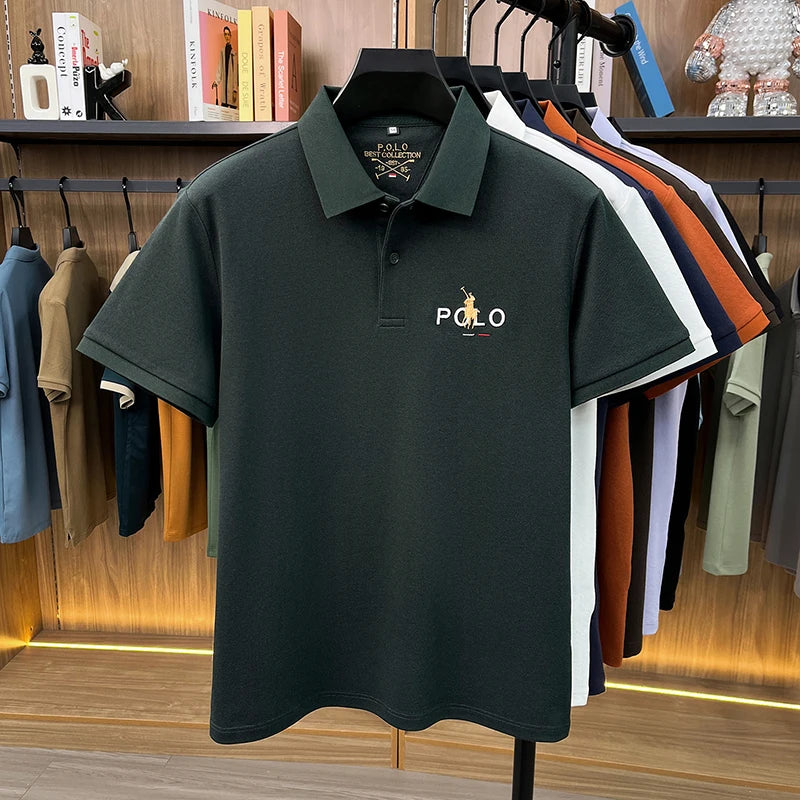 Summer Cotton Short Sleeved T-shirt for Men, 2026 New High-end Brand, Business Casual Pony Embroidery Polo Shirt