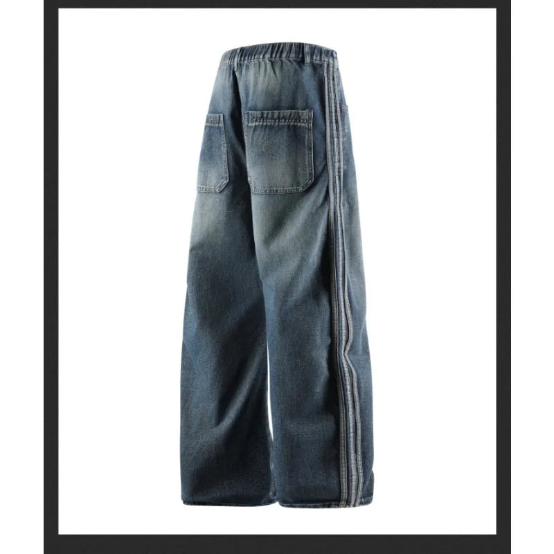Man Pants Jeans Baggy Jeans Loose Fit Straight Leg High Street Casual Trousers For Men Spring Autumn Trendy Wide Leg
