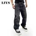 LIYS Spring Men's Black Classic Baggy Straight leg Jeans 2025 Retro Washed Basic Denim Pants Summer Business Casual Baggy Jeans