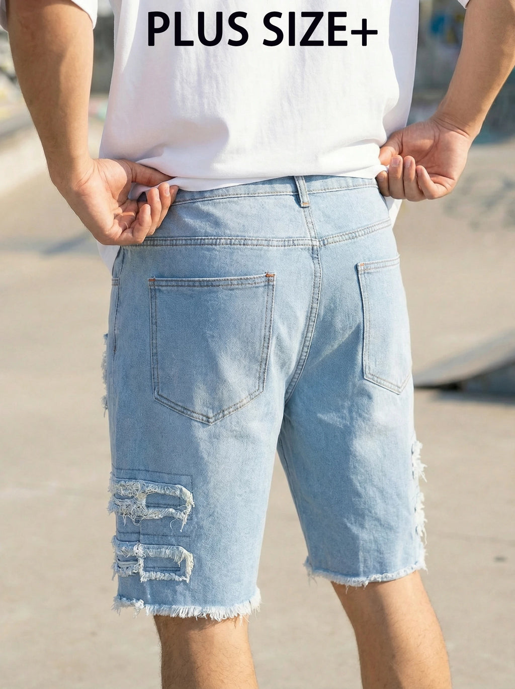Plus Size Denim Shorts Men's Jeans 2Xl-6Xl Summer Casual Pants Business Straight Trousers Stretch Fashion Jorts Knee-Length