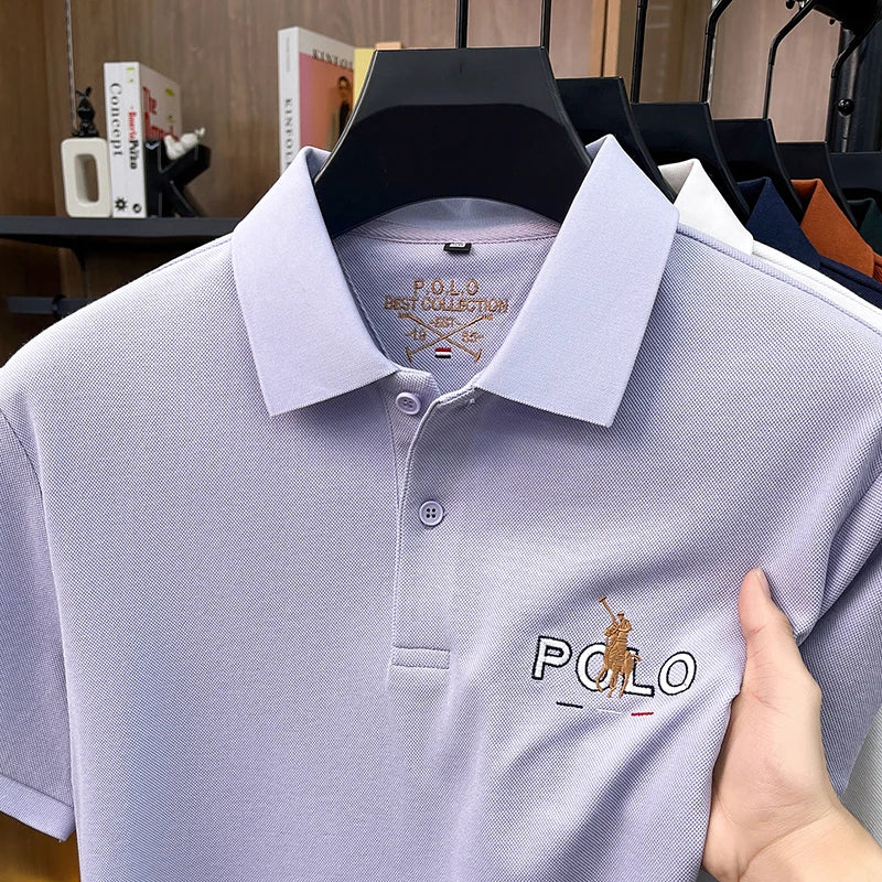 Summer Cotton Short Sleeved T-shirt for Men, 2026 New High-end Brand, Business Casual Pony Embroidery Polo Shirt