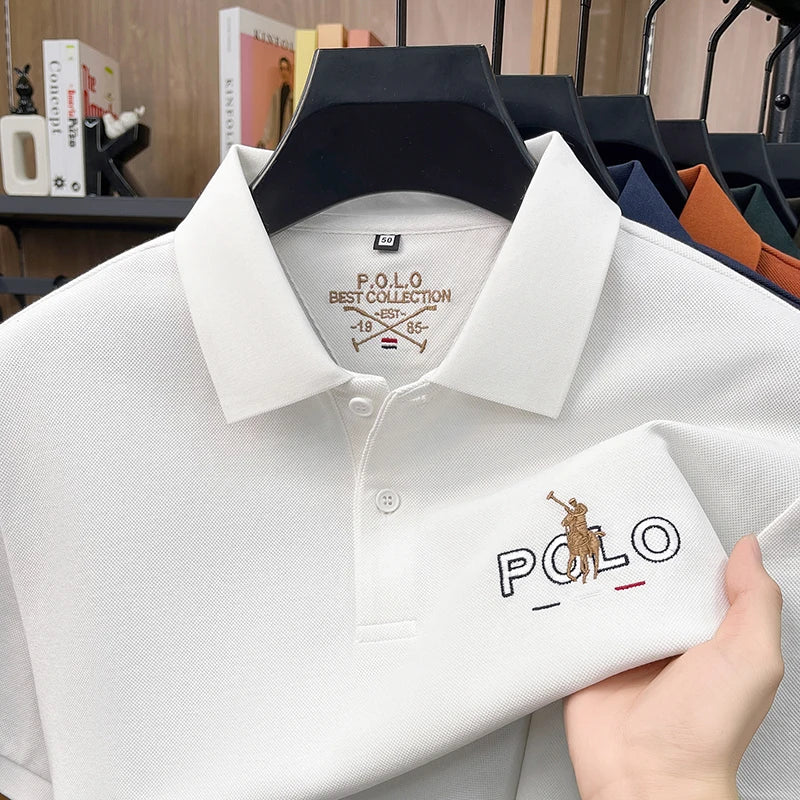 Summer Cotton Short Sleeved T-shirt for Men, 2026 New High-end Brand, Business Casual Pony Embroidery Polo Shirt