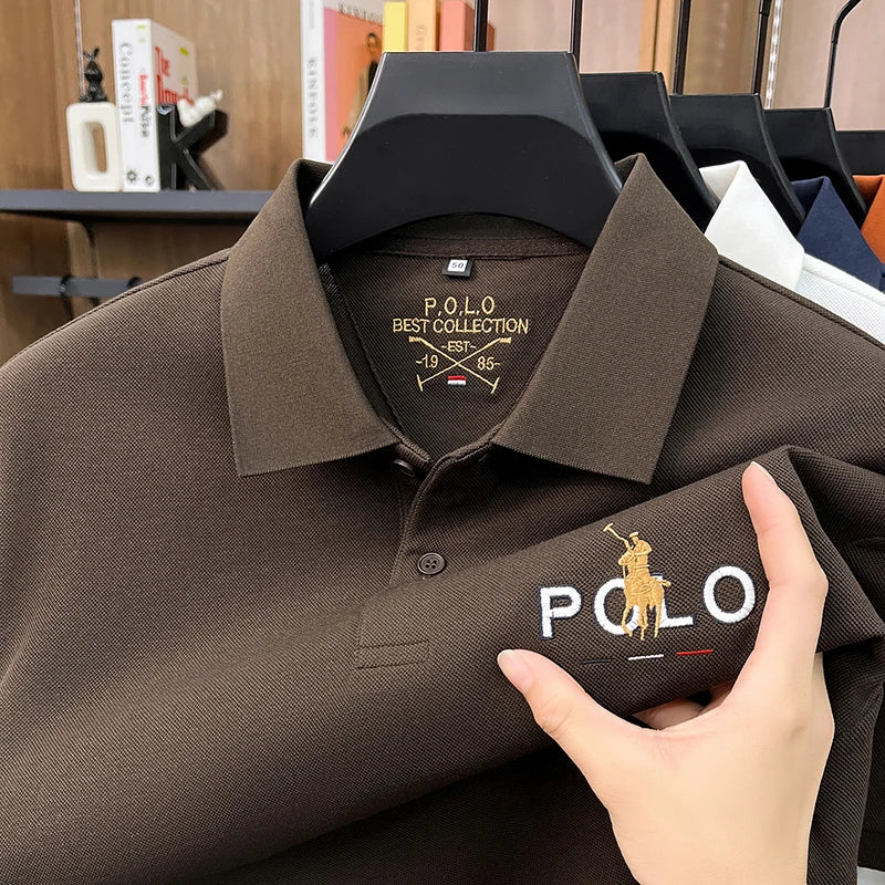 Summer Cotton Short Sleeved T-shirt for Men, 2026 New High-end Brand, Business Casual Pony Embroidery Polo Shirt