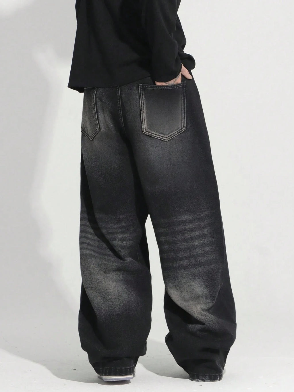 Y2K Baggy Jeans for Man Light Retro Dating Outfit. No accessories or belts included.