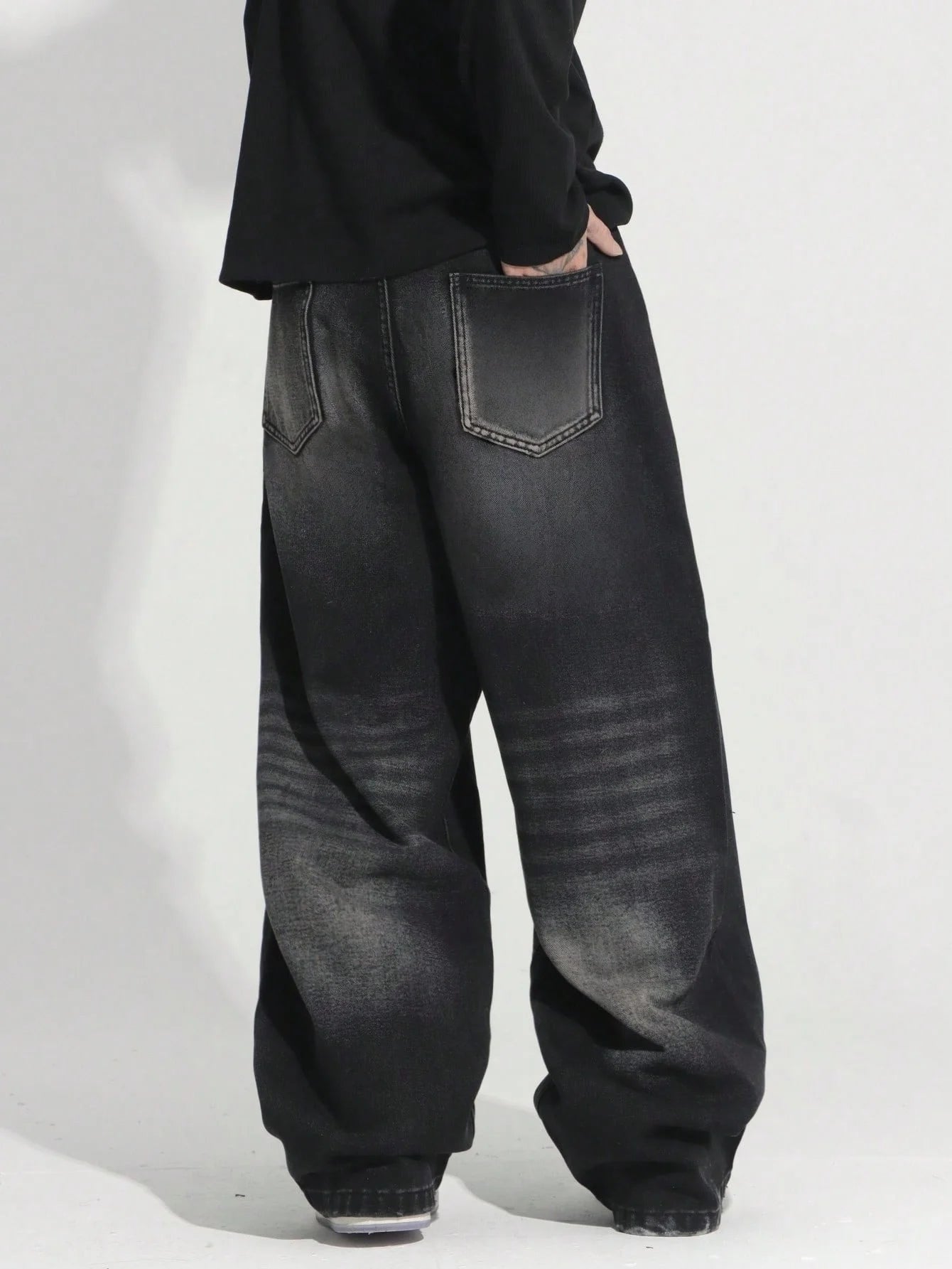 Y2K Baggy Jeans for Man Light Retro Dating Outfit. No accessories or belts included.