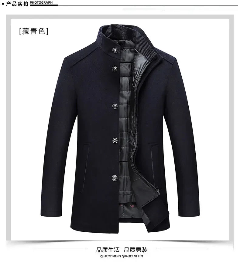 2024 Winter New Style High Quality Wool Trench Coat Men Clothes Wool Jackets Fashion Warm Coat Plus-size M-XXXL ZL424
