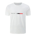 Men's summer 100_ cotton mature fashion loose Paris print casual slim round neck short sleeve T-shirt short sleeve