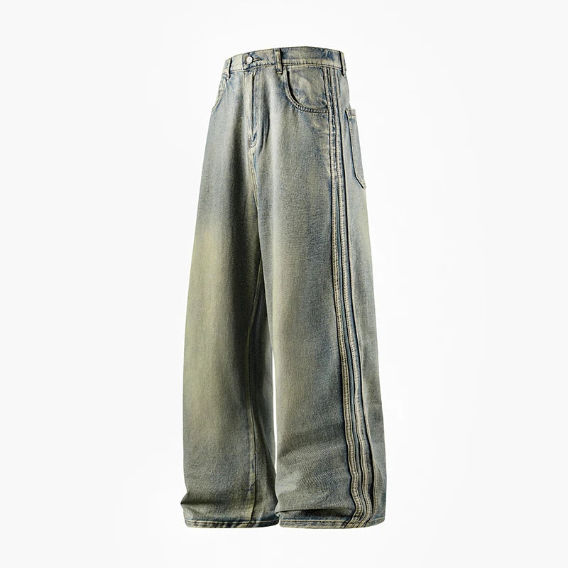 Man Pants Jeans Baggy Jeans Loose Fit Straight Leg High Street Casual Trousers For Men Spring Autumn Trendy Wide Leg