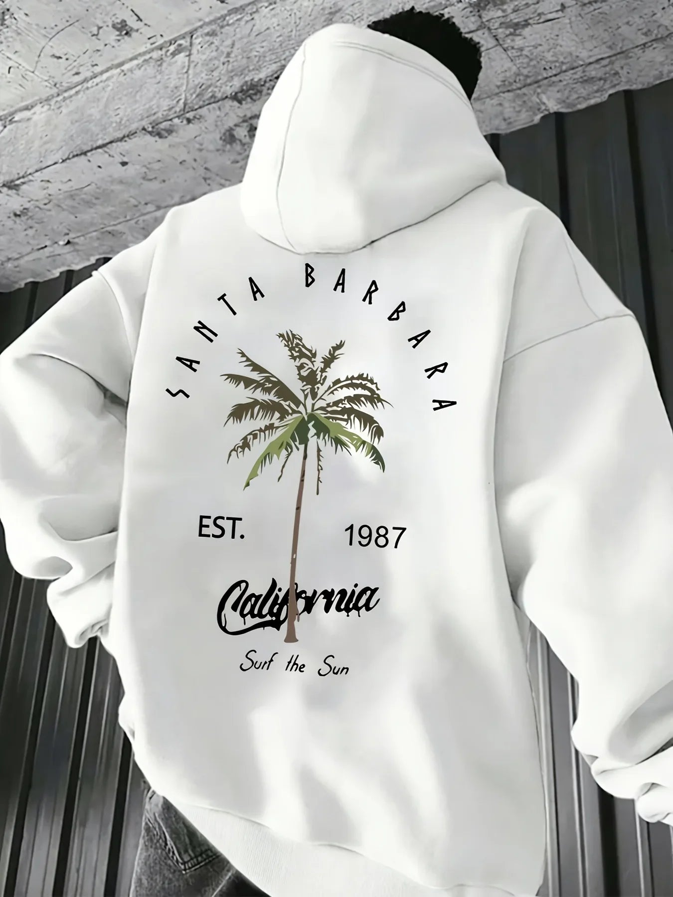 Tropical Palm Tree Print Fashion Men Women Long-sleeve Hooded Sweatshirt Autumn Winter Daily Casual Loose Street Warm Sportswear